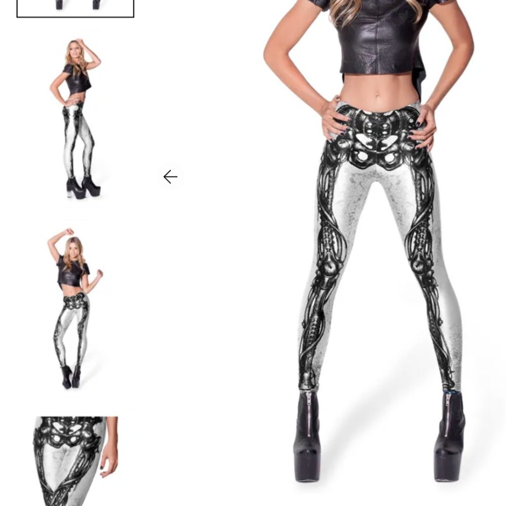 BlackMilk MECHANICAL BONES WHITE LEGGINGS- M